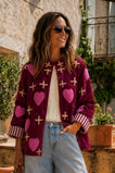 Cotton Velvet Cross and Heart Jacket - Red