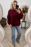 Basic Knitted Sweater - Bordeaux