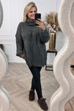 Perfect Knitted Coll Sweater - Dark Grey