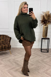 Perfect Knitted Coll Sweater - Armygreen