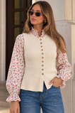 Suzy Button Top - Beige