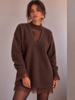 Lucy Lace Trim Dress - Brown