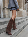 Musthave Suede Stud Boots - Brown