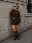 Pauline Button Sleeve Sweater - Chocolate