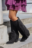 Fringe Sleeve Boots - Black