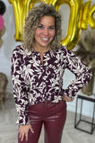 Perfect Flora Blouse - Bordeaux/Beige