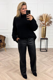 Classy Skye Leather Pants - Black