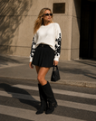 Perfect Leaves Sleeve Sweater - Beige/Black