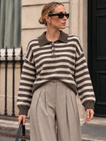 Sophia Striped Sweater - Taupe/Creme