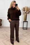 Classy Skye Leather Pants - Brown