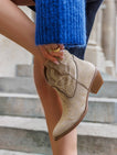 Glitter Ankle Boots - Beige/Gold