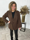 Curvy Glitter Blazer - Brown