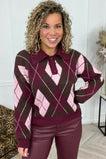 Elyse Checkered Sweater - Bordeaux