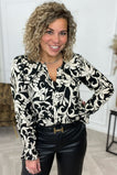 Perfect Flora Blouse - Black/Beige