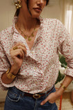 Fabienne Flower Blouse - Creme/Red