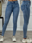 Heart Shaped Push Up Skinny Jeans - Blue